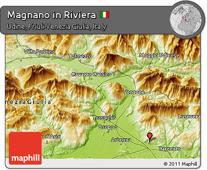 Physical 3D Map of Magnano In Riviera