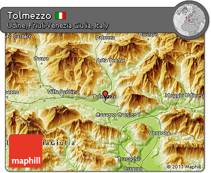 Physical 3D Map of Tolmezzo