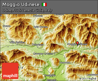 Physical 3D Map of Moggio Udinese