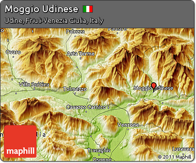Physical 3D Map of Moggio Udinese
