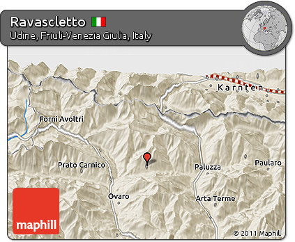 Shaded Relief 3D Map of Ravascletto
