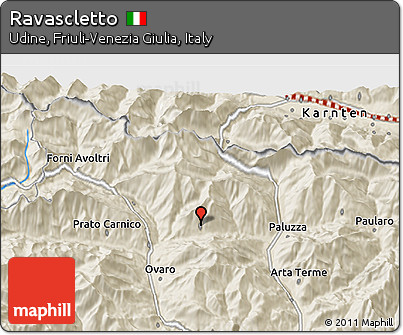 Shaded Relief 3D Map of Ravascletto