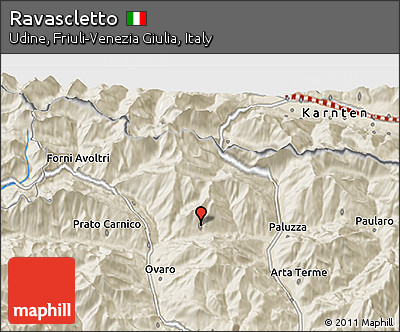 Shaded Relief 3D Map of Ravascletto