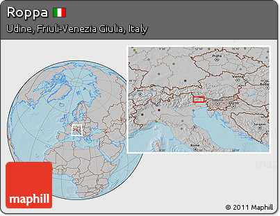Gray Location Map of Roppa, hill shading