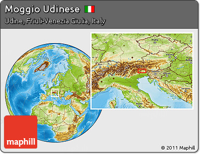 Physical Location Map of Moggio Udinese