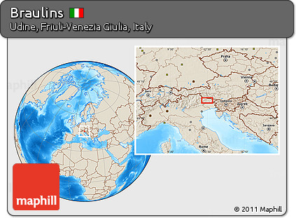 Shaded Relief Location Map of Braulins