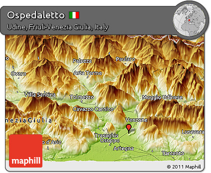 Physical Panoramic Map of Ospedaletto