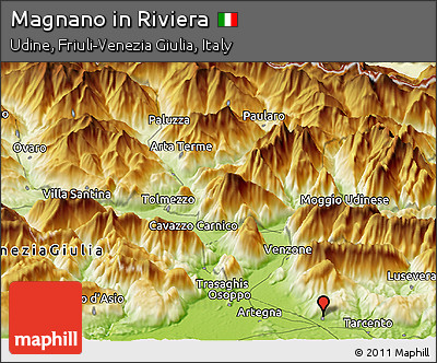 Physical Panoramic Map of Magnano In Riviera