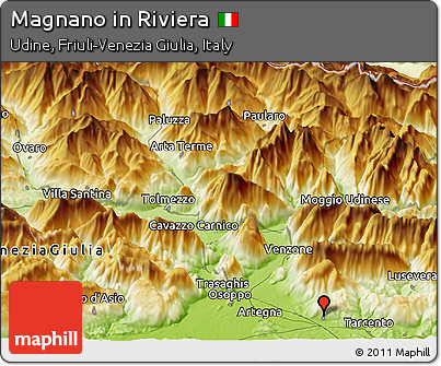 Physical Panoramic Map of Magnano In Riviera