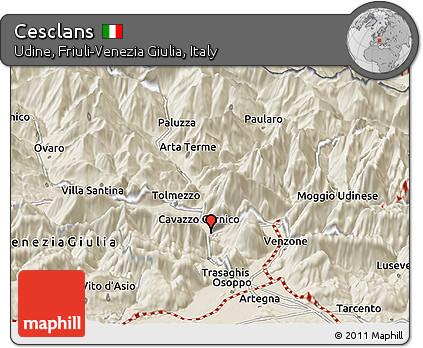 Shaded Relief Panoramic Map of Cesclans