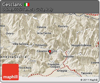 Shaded Relief Panoramic Map of Cesclans