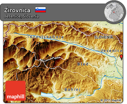 Physical 3D Map of Žirovnica