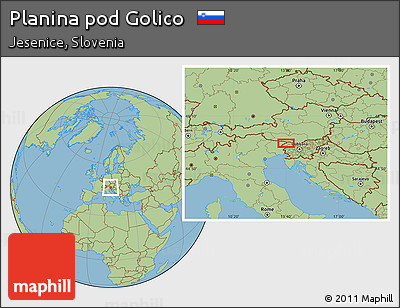 Savanna Style Location Map of Planina Pod Golico