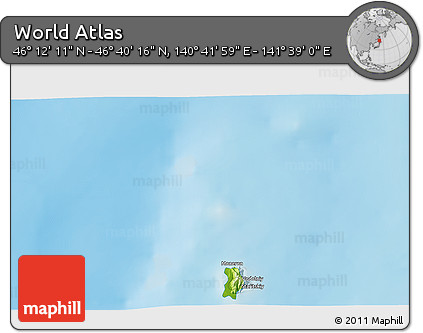 Physical 3D Map of the Area around 46° 26' 14" N, 141° 10' 30" E