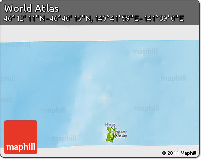 Physical 3D Map of the Area around 46° 26' 14" N, 141° 10' 30" E