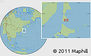 Savanna Style Location Map of the area around 46° 26' 14" N, 142° 52' 30" E