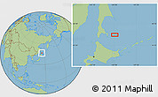 Savanna Style Location Map of the area around 46° 26' 14" N, 144° 34' 29" E