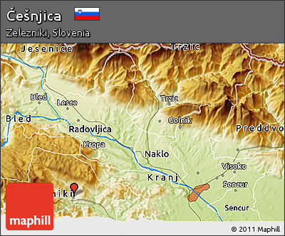 Physical 3D Map of Češnjica
