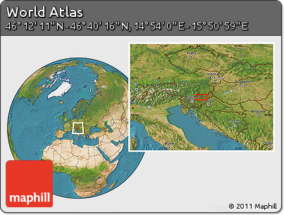 Satellite Location Map of the Area around 46° 26' 14" N, 15° 22' 30" E