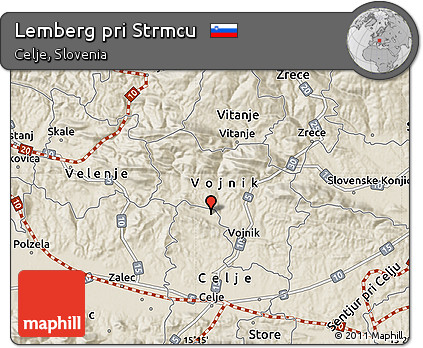 Shaded Relief Map of Lemberg Pri Strmcu