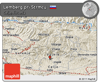 Shaded Relief Panoramic Map of Lemberg Pri Strmcu