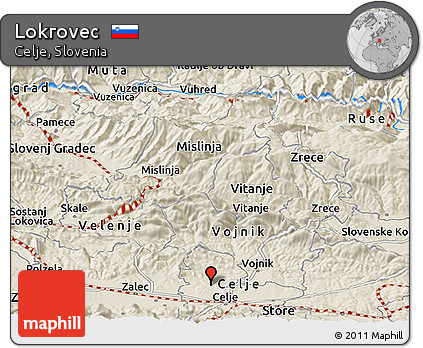 Shaded Relief Panoramic Map of Lokrovec