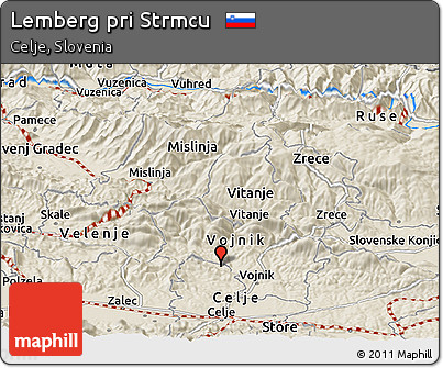 Shaded Relief Panoramic Map of Lemberg Pri Strmcu