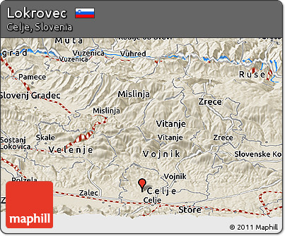 Shaded Relief Panoramic Map of Lokrovec