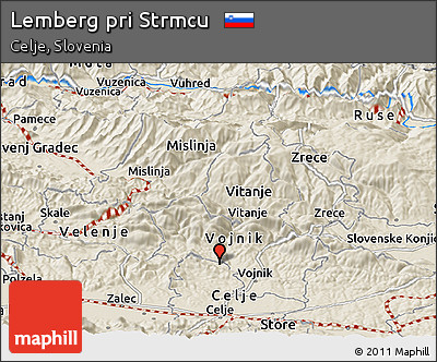 Shaded Relief Panoramic Map of Lemberg Pri Strmcu
