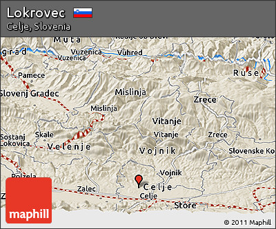 Shaded Relief Panoramic Map of Lokrovec