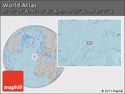 Gray Location Map of the Area around 46° 26' 14" N, 15° 13' 29" W, hill shading