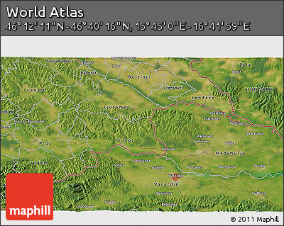 Satellite 3D Map of the Area around 46° 26' 14" N, 16° 13' 30" E