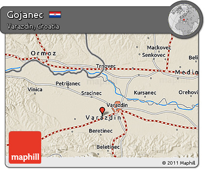 Shaded Relief 3D Map of Gojanec