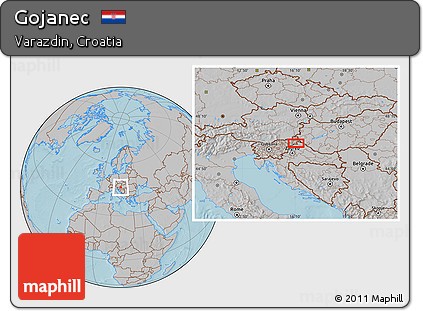Gray Location Map of Gojanec, hill shading
