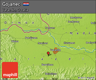 Physical Map of Gojanec