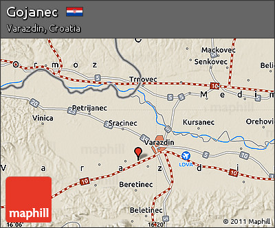 Shaded Relief Map of Gojanec