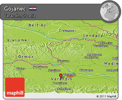 Physical Panoramic Map of Gojanec