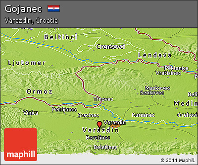 Physical Panoramic Map of Gojanec