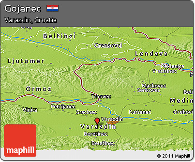 Physical Panoramic Map of Gojanec