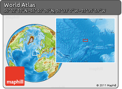 Physical Location Map of the Area around 46° 26' 14" N, 16° 4' 29" W