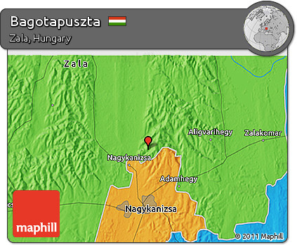 Political 3D Map of Bagotapuszta