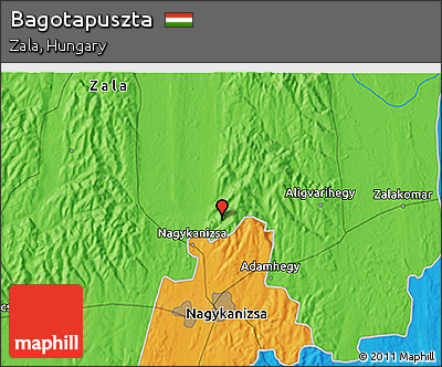 Political 3D Map of Bagotapuszta