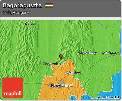 Political 3D Map of Bagotapuszta