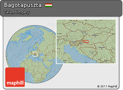 Savanna Style Location Map of Bagotapuszta, hill shading