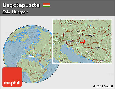 Savanna Style Location Map of Bagotapuszta, hill shading