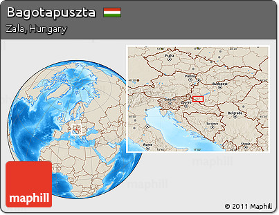 Shaded Relief Location Map of Bagotapuszta