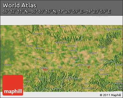 Satellite 3D Map of the Area around 46° 26' 14" N, 17° 55' 29" E