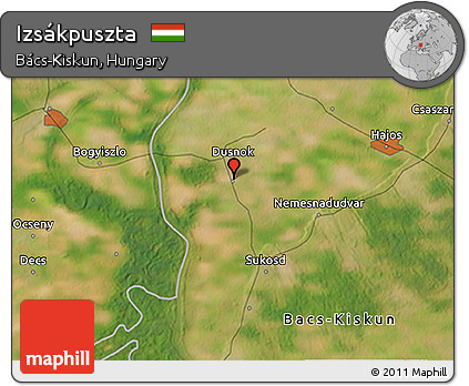 Satellite 3D Map of Izsákpuszta