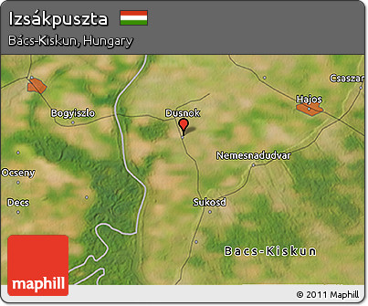 Satellite 3D Map of Izsákpuszta
