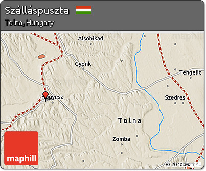 Shaded Relief 3D Map of Szálláspuszta